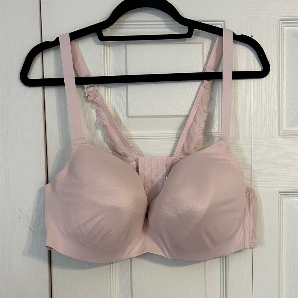 CACIQUE 44D Soft Pink Underwire Modern Lace Racerback Smooth Bra Full Coverage
